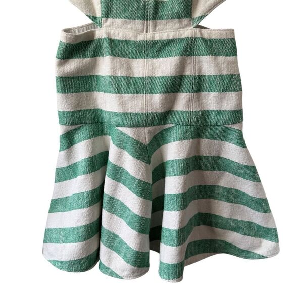 Tibi Green White Ecru Striped Cotton Blend Dress, Size 0 - Picture 6 of 10